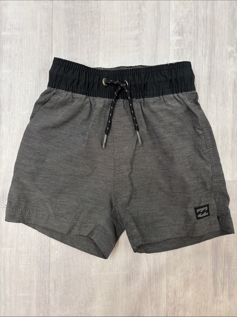 Billabong Kids Black & Gray Drawstring Swim Shorts 2T
